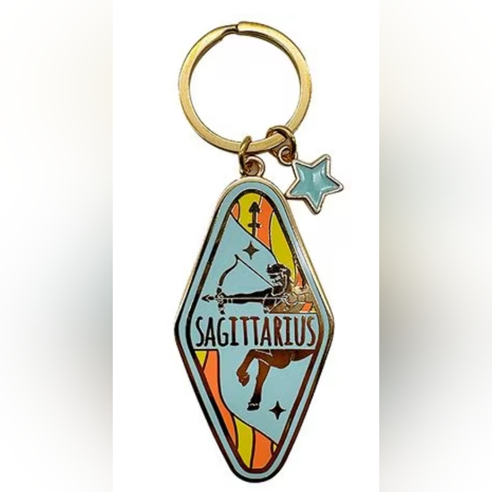 Expressions Sagittarius Zodiac Keychain with Gold and Blue Accents